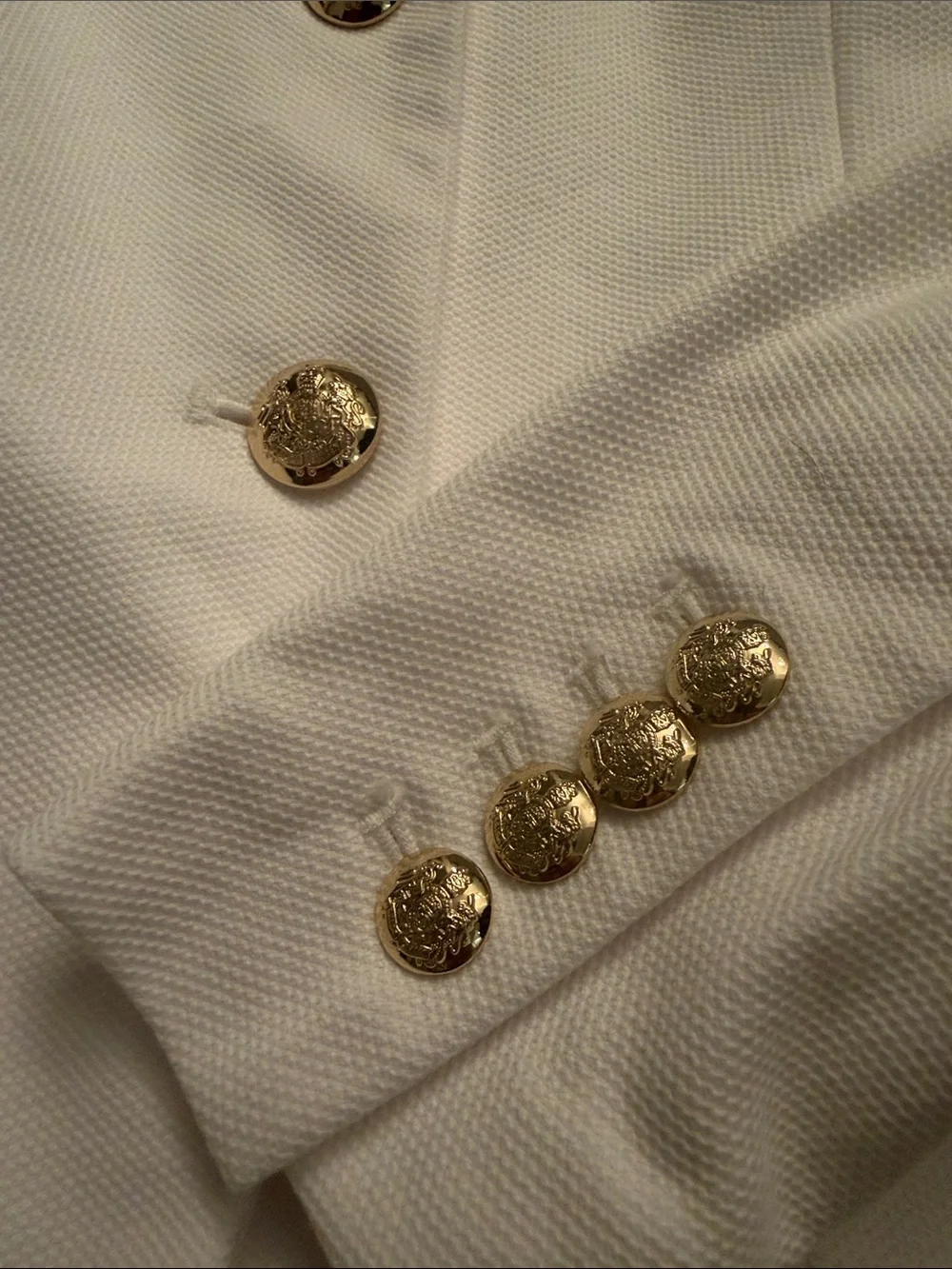 Ralph Lauren White Bullion Jacquard Blazer w/ Gold Embroidery & Buttons